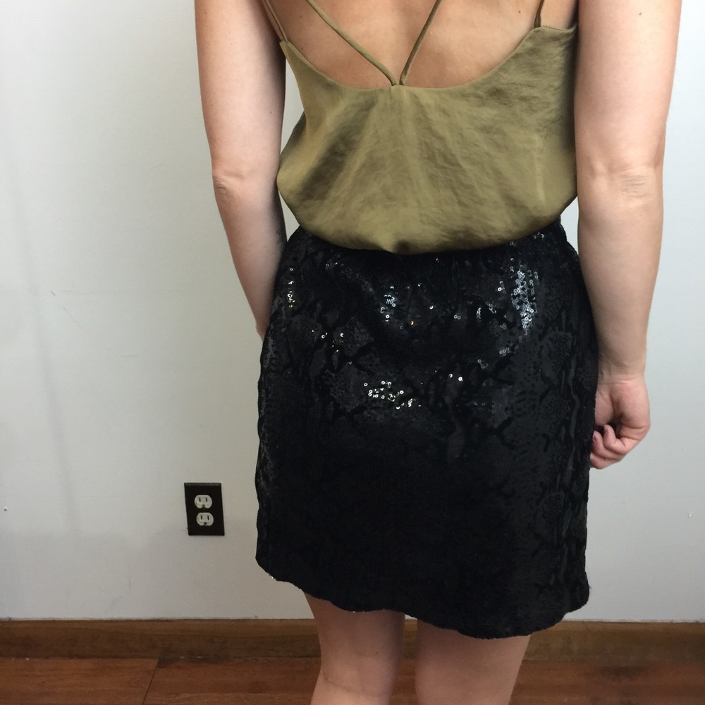 Joe Fresh Black Sequin Mini Elastic Skirt - Picture 3 of 8